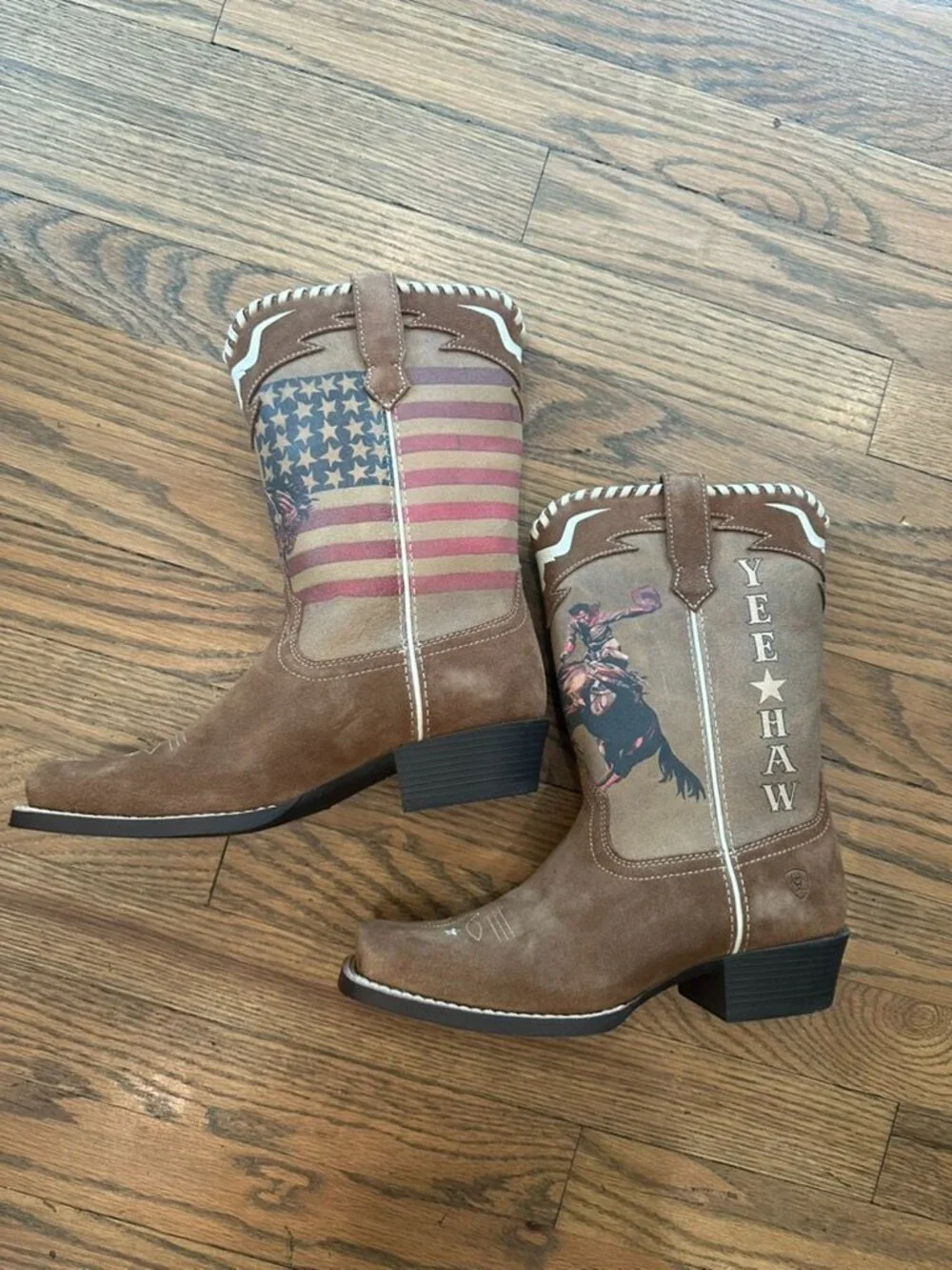 Ariat Youth Girls USA Flag Western Boots 4